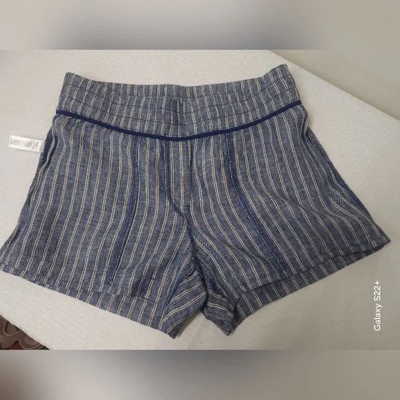 Athleta Cabo 100% Linen Striped Shorts Blue & White Size 8. #A13 - Picture 3 of 10